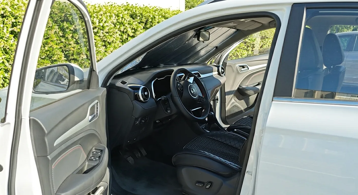 MG ZS with a windscreen sunshade